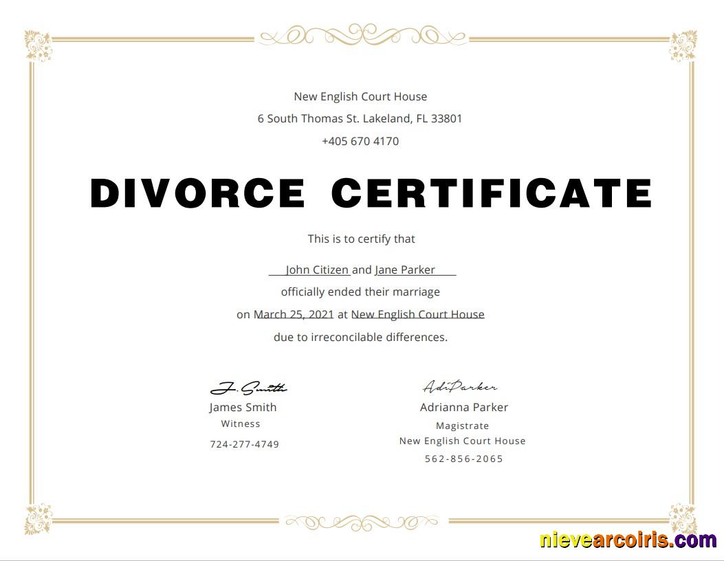 USA Divorce Certificate